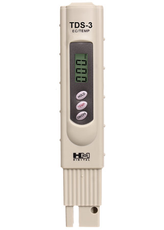 HM Digital TDS-3 Handheld TDS Meter with Carrying Case with 0 – 9990 ppm  (mg/L) Range and +/- 2% Accuracy