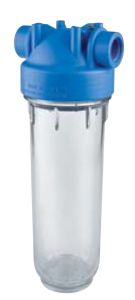 Atlas Filtri Blue - Clear Sump Housing w/ Pressure Relief 2.5" x 10" at 1/4" NPT In/Out