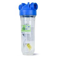 Atlas Filtri Blue Cap- Clear Sump Housing w/ Pressure Relief  2.5" x 10" at  1" NPT In/Out