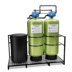 WECO KCR Series: Commercial Twin Water Softener with 3" Pipe and Progressive Flow, Pre-Plumbed Skidded Configuration - Made in U.S.A.