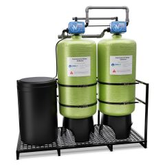 WECO KCR Series: Commercial Twin Water Softener with 3" Pipe and Progressive Flow, Pre-Plumbed Skidded Configuration - Made in U.S.A.