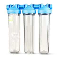 Atlas Filtri RA1803721 DP BIG 20 TRIO - 1” NPT IN TS - Blue/Clear Triple Series Housing