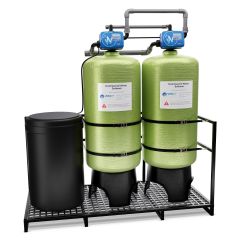 WECO KCR Series: Commercial Twin Water Softener with 3" Pipe and Progressive Flow, Pre-Plumbed Skidded Configuration - Made in U.S.A.