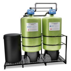 WECO KCR Series: Commercial Twin Water Softener with 3" Pipe and Progressive Flow, Pre-Plumbed Skidded Configuration - Made in U.S.A.