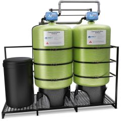 WECO KCR Series: Commercial Twin Water Softener with 3" Pipe and Progressive Flow, Pre-Plumbed Skidded Configuration - Made in U.S.A.