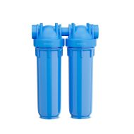WECO High Pressure Twin Blue Housing for Standard 2.5" x 10" Cartridges - Max.125 PSI
