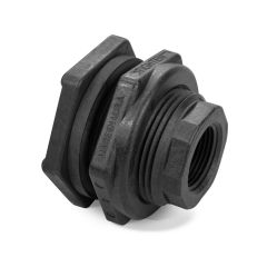 Bulkhead Poly Tank Fitting 1 in FNPT x 1 in FNPT 2-1/4 in Hole with Gasket