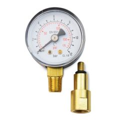 Water Pressure Gauge - 1.5" Face - 1/8" MNPT Bottom Mount with Extension Adapter